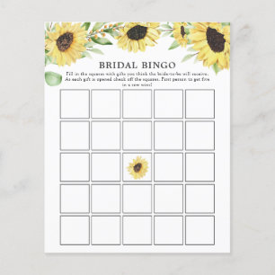 Papier Sunflower Floral Fête des mariées Bingo Jeu