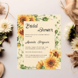 Papier Sunflower florals Invitation de la douche nuptiale
