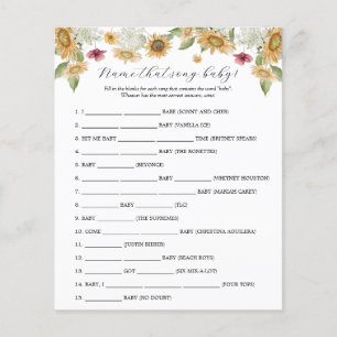 Papier Sunflower Nom qui Chanson jeu de Baby shower