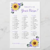 Sunflower Purple Floral Purple Jeu Baby shower