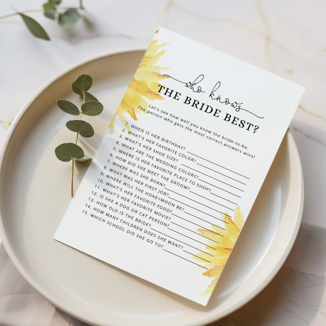 Papier Sunflower Qui connaît la mariée meilleur jeu (Créateur téléchargé)