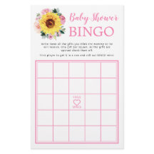 Sunflower rose Baby shower Floral Jeu de Bingo