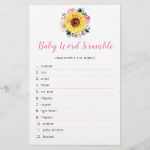 Papier Sunflower rose Baby shower Floral Jeu de mots