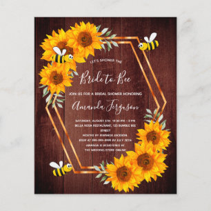 Papier Sunflowers abeilles en bois brun Douche nuptiale