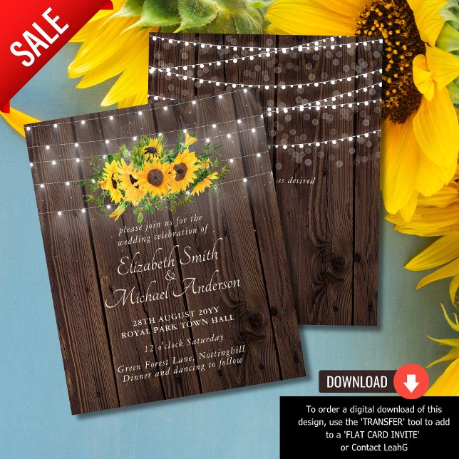 Papier Sunflowers Invitation par Low Budget Mariage Netwo (Créateur téléchargé)
