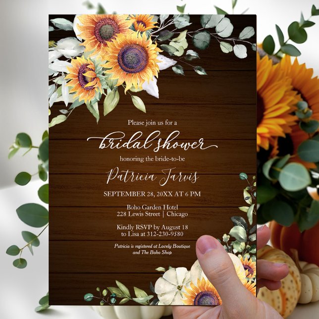 Papier Sunflowers Rustic Budget Douche nuptiale Invitatio (Créateur téléchargé)