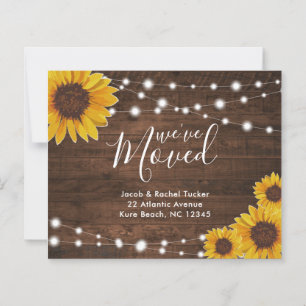 Papier Sunflowers Rustic Photo Moving Faire-part Card