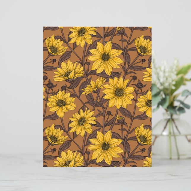 Papier Sunroot, tournesol sauvage en jaune et marron (Debout devant)