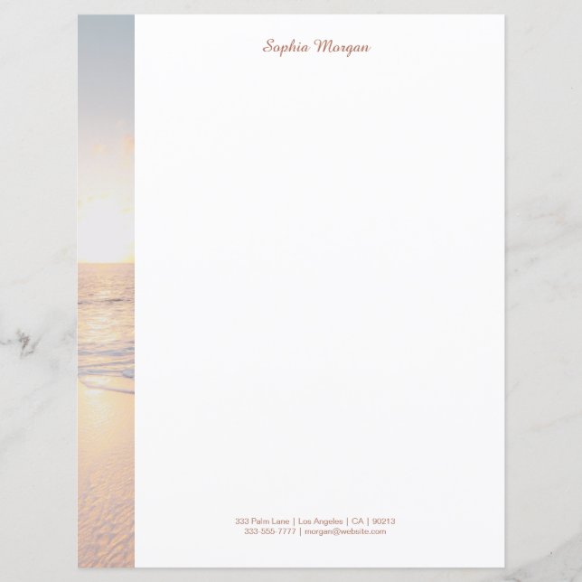 Papier Sunset Beach avec des vagues douces, Nom/Infos, Vs (Devant)
