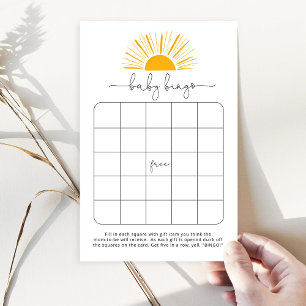 Papier Sunshine baby bingo jeu. Bingo Sun baby shower