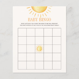 Papier Sunshine Baby shower Jeu de Bingo