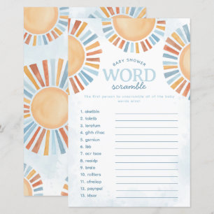 Papier Sunshine Baby shower Word Scramble Jeu