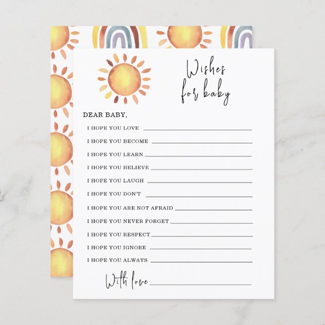 Papier Sunshine Party | voeux pour bébé (Devant / Derrière)
