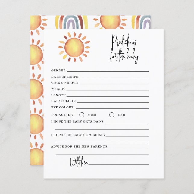 Papier Sunshine prédictions et conseils (Devant / Derrière)