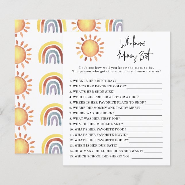 Papier Sunshine Qui connaît maman mieux (Devant / Derrière)