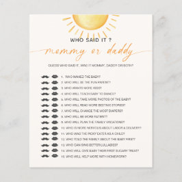Papier Sunshine Qui L'A Dit Maman Papa Baby shower Jeu