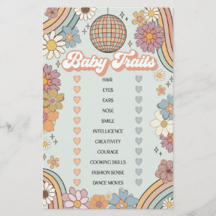 Papier super les années 70 rétro jeu baby shower bébé tra
