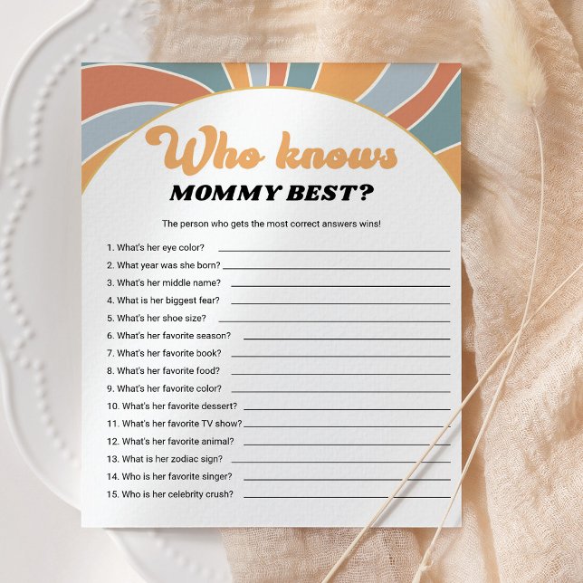 Papier Super Qui Connaît Maman Meilleur Baby shower Jeu (Créateur téléchargé)