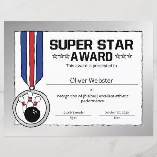 Papier Super Star Bowling Player Award Bowling