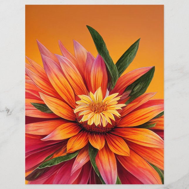 Papier Superbe fleur rose, orange et jaune  (Devant)