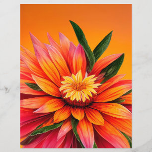 Papier Superbe fleur rose, orange et jaune