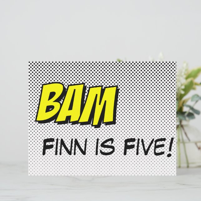 Papier Superhero Comic Book "Bam" Design Poster (Debout devant)