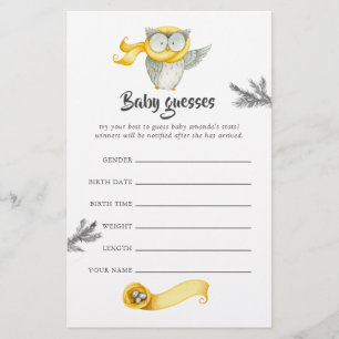 Papier Suppositions de bébé de Noël de hibou d'hiver
