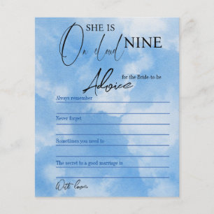 Papier Sur Cloud Neuf Blue Fête des mariées Conseils Cart