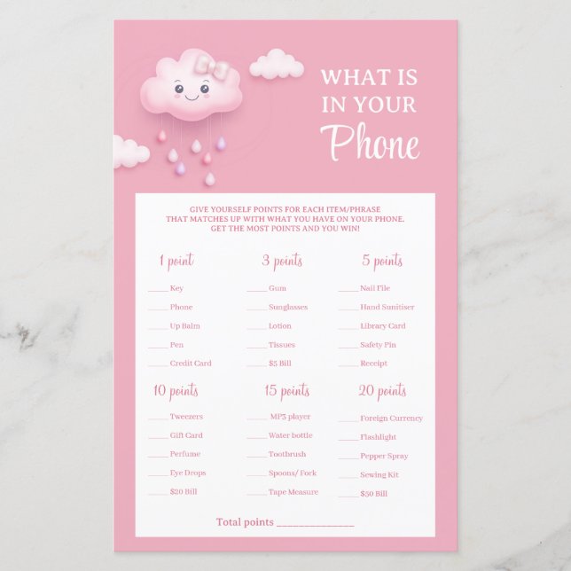 Papier Sur Cloud Nine rose fille Qu'est-ce que dans votre (Devant)