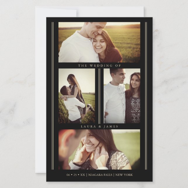 Papier Sur un budget Black Trendy Collage Mariage 4 photo (Devant)