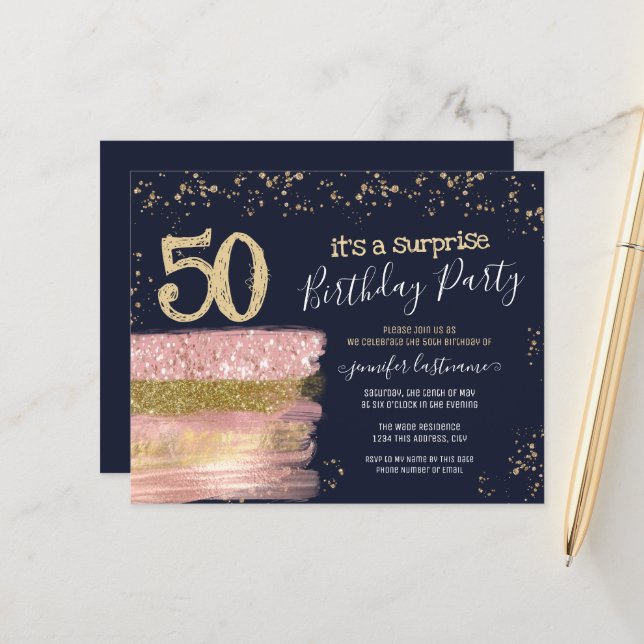 Papier Surpris 50e anniversaire Parties scintillant gâtea (Devant/Arrière en situation)