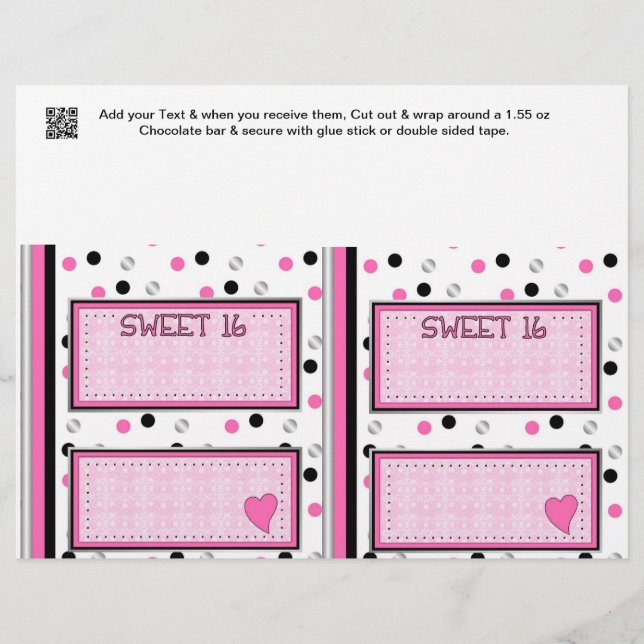 Papier Sweet 16 Anniversaire Candy Bar Wrappers Favoris (Devant)