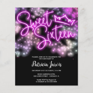 Papier Sweet 16 Anniversaire Colorful Neon Llow Budget In
