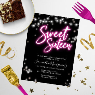 Papier Sweet 16 Anniversaires Hot rose Neon brillant budg