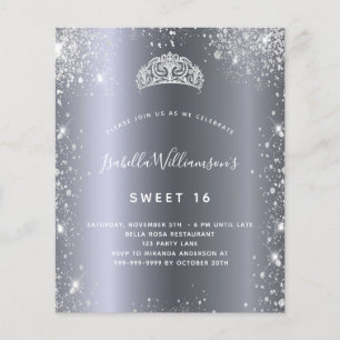 Papier Sweet 16 parties scintillant argent invitation tia