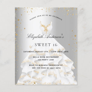 Papier Sweet 16 robe or argent invitation