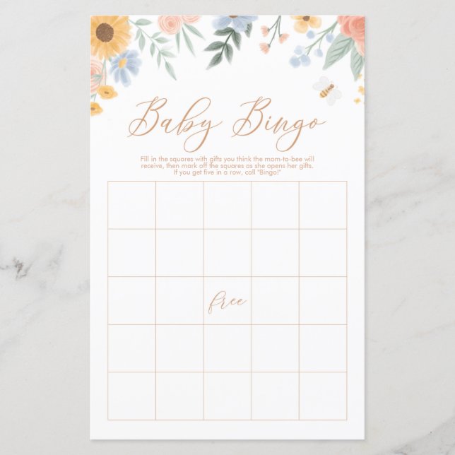 Papier Sweet as can Bee Bingo Baby shower Jeu (Devant)