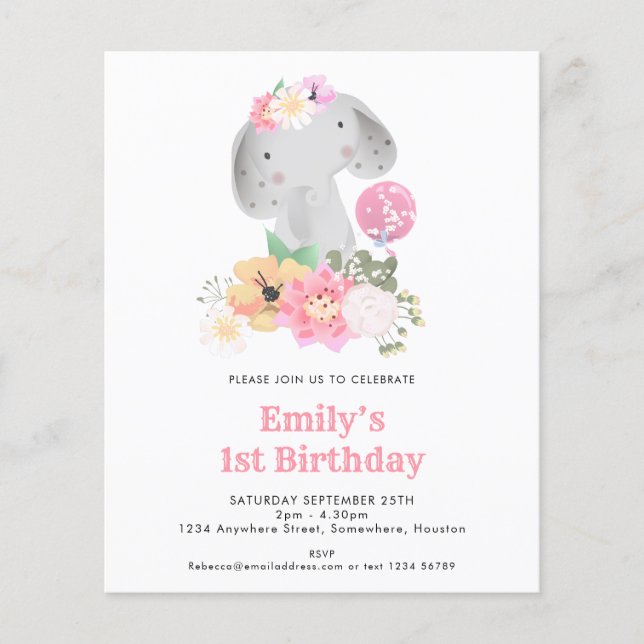 PAPIER | Sweet Elephant Einladung zum ersten Gebur (Vorne)