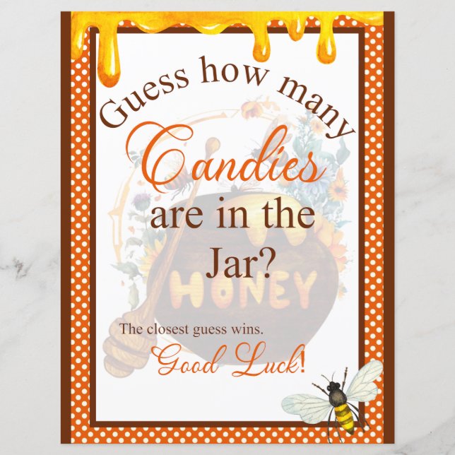 Papier Sweet Honeybee Baby shower Candy Jar (Devant)