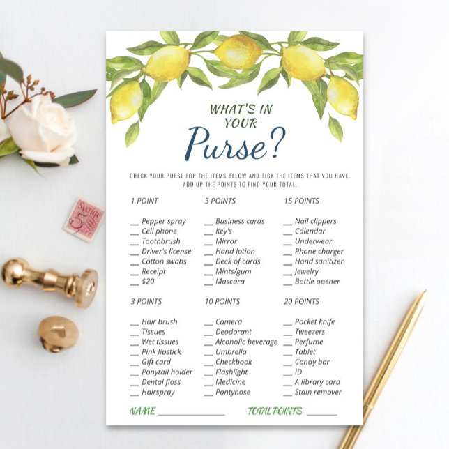 Papier Sweet Lemon & Greenery Chic Fête des mariées Jeu (Créateur téléchargé)