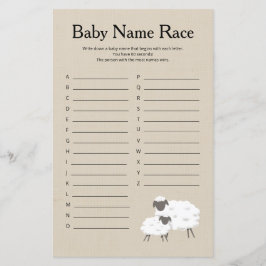 Papier Sweet Little Lamb Nom de bébé Course Sbaby Shower 