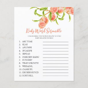 Papier Sweet Little Peach Baby shower Mot Scramble Jeu
