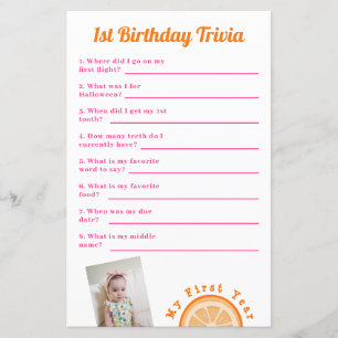 Papier Sweet One Anniversaire Trivia Jeu