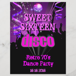Papier Sweet Sixteen 16 Rétro Soirée Dansante Disco des A