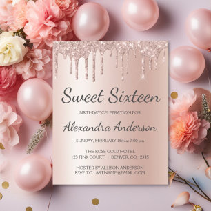 Papier Sweet sixteen de Parties scintillant d'or Rose bud