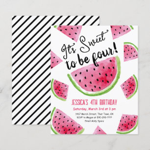 Papier Sweet to Be Four Melon Anniversaire Fête Invitatio