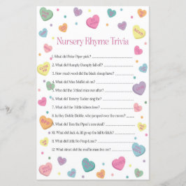 Papier Sweetheart Nursery Rhyme Trivia Baby shower Jeu