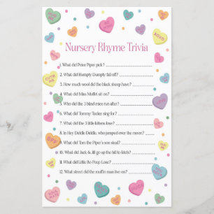 Papier Sweetheart Nursery Rhyme Trivia Baby shower Jeu
