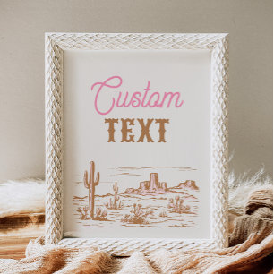 Papier Symbole de la fête de cowgirl rose personnalisé