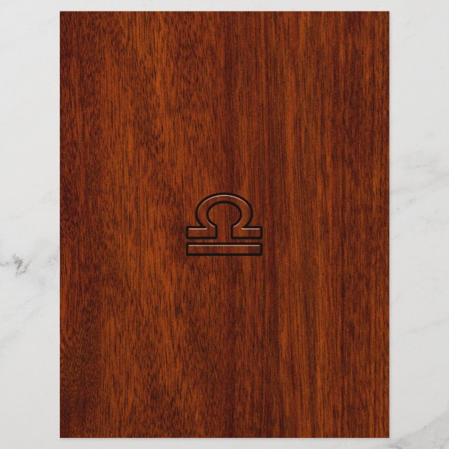 Papier Symbole de la Libra Zodiac sur l'acajou (Devant)